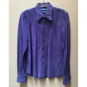 Ralph Lauren Women's 100% Suede Leather Shirt Jacket Purple Size 8 Shacket
